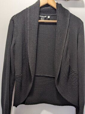 H & M Shawl Collar Ribbed Knit Open Cardigan Large
